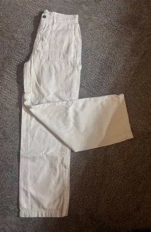 Hidden Jeans Size 27 Women’s Straight Mid Rise Carpenter Cream Denim EUC thumbnail 1