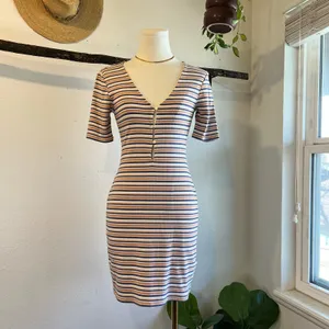 Abercrombie & Fitch Stretch Striped Button Detail Short Sleeve Dress Size XS NEW thumbnail 2