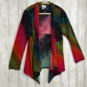 Jostar Slinky Knit Bolero Mid-Cut Long Sleeve Jacket Abstract Print Cardigan USA thumbnail 1
