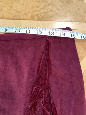 Norton McNaughton Western Burgundy Fringe-Trim Maxi Skirt Faux Suede Size 10 thumbnail 8