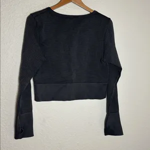NEW Offline Aerie Sidewalk Seamless Crop Thermal Henley Long Sleeve Waffle Top thumbnail 5