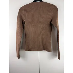 Abercrombie & Fitch Chocolate Brown Ribbed Knit Crew‎ Neck Sweater Minimalist S thumbnail 2
