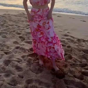 MinkPink Pink Tiered Ruffle Maxi Skirt XS Cottagecore Boho Vacation Full $129 thumbnail 8
