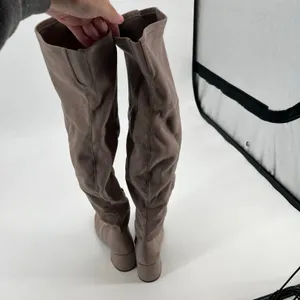 Nine West Felipe 2 Over the Knee Boot beige taupe block heel round toe size 6.5 thumbnail 6
