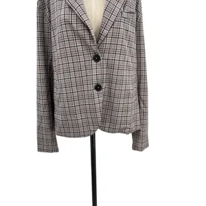Free People Cali Plaid Blazer Jacket Gray Neutral Size Large‎ thumbnail 6