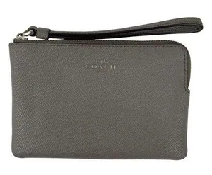 Coach F58032 Corner Zip Wristlet Crossgrain Leather Wallet Gray Small thumbnail 1