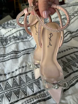 Qupid Blush and Clear Embellished Heels thumbnail 4