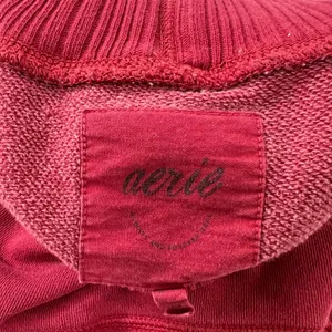 Aerie New Heights Cropped‎ Turtleneck Sweatshirt Burgundy Exposed Seam Raw Hem M thumbnail 9