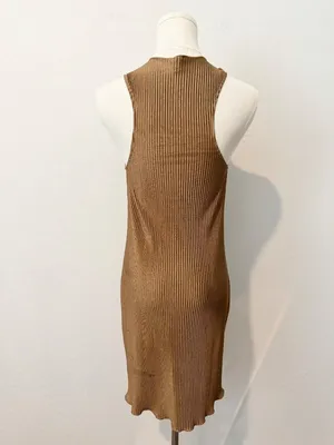Song Of Style Pluto Dress Size Small Brown Satin Twist Ribbed Mini Romantic Chic thumbnail 9