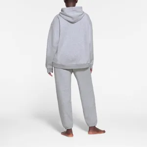 Skims Lounge Fleece Hoodie In Light Heather Grey Size M thumbnail 2