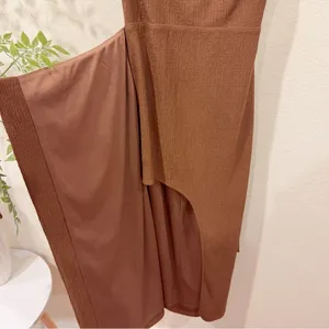 ASTR Brinda Boho Summer Vacation Faux Wrap Midi Dress in Brown One Size NWT thumbnail 5