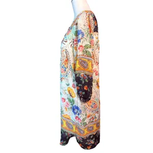 Figueroa & Flower Womens L Floral Paisley Border Print Tassel Tunic Shift Dress thumbnail 6