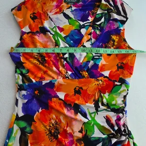 Lauren Ralph Lauren Floral Ruched Sheath Dress Orange Purple Blue Size‎ 8 thumbnail 9
