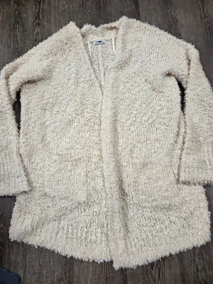 London Kaye Large Ivory Cream Popcorn Super Soft Cardigan Sweater thumbnail 1