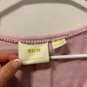 Anthropologie Maeve Pink Collared Top thumbnail 7