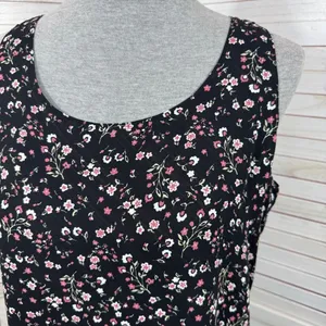 Vintage 90s Y2K Kathie Lee Floral Sleeveless Shift Maxi Dress Black Pink Medium thumbnail 5