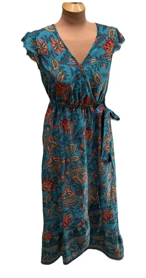 Band Of The‎ Free Faux Wrap Maxi Dress Floral Boho Peasant Romantic Cottagecore thumbnail 1