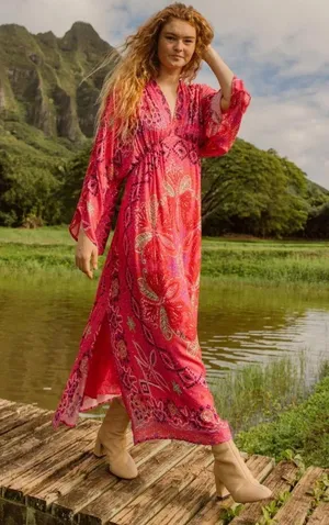 AVY Bandanna Kimono Dress Pink Size XL thumbnail 1