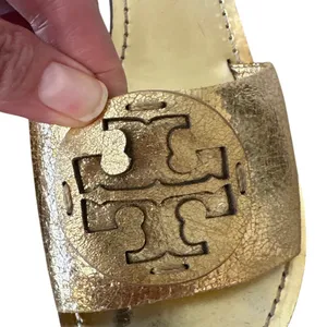 Tory Burch Aerin Metallic Gold Kitten Heel Slides 8.5‎ thumbnail 14