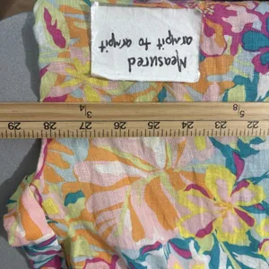 Bright Floral Linen Top Size XXL Button Up Shirt Tropical Summer Dopamine Resort thumbnail 8