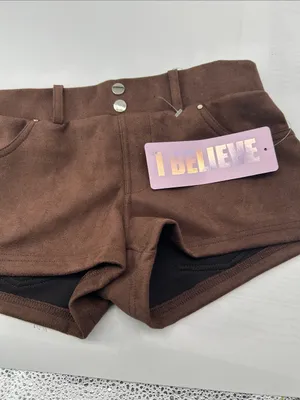Brown Women's Suede-Look High-Waist Shorts thumbnail 10