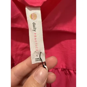 Daily Practice Anthropologie Women Mini Dress Magenta Hot Pink L Split Neck $98 thumbnail 6