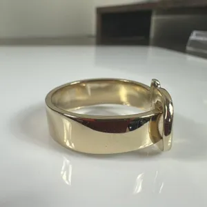 Salvatore Ferragamo Gold Tone Gancini Scarf Ring W/ Box thumbnail 6