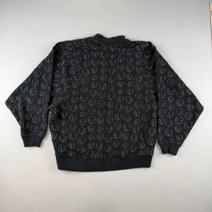 Monki Black Face Print Mock Neck Sweatshirt XXS Line Art Graphic Pullover thumbnail 2