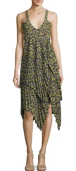 ALC Frank Multicolor Kendall Silk Sleeveless Asymmetrical Lined Sundress Size 8 thumbnail 1