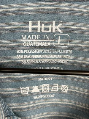 NEW Huk Waypoint Ombre Stripe Polo Shirt Men's Size Large Titanium Blue Fishing thumbnail 5