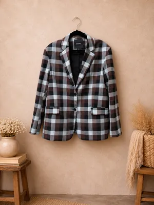 NWT Monki Plaid Matching Suit Set Blazer & Wide Leg Pants Size M thumbnail 3