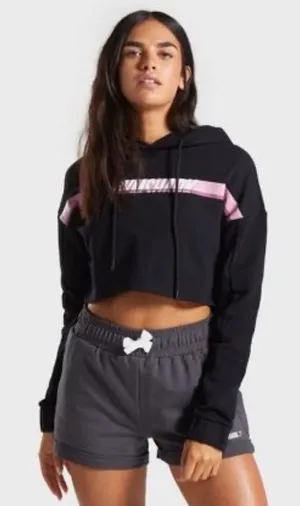 Gymshark Womens Pullover Cropped Sweatshirt Hoodie Black Size small thumbnail 1