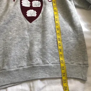 Vintage Grey Preppy Harvard crewneck sweatshirt with embroidered logo -Size M Great condition, measurements in pics thumbnail 6