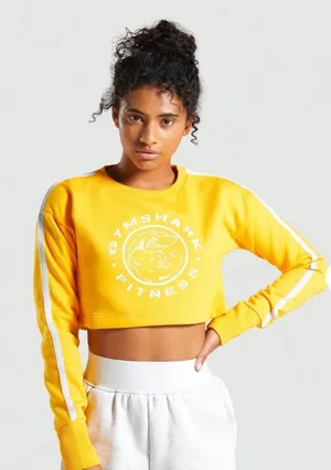 NWOT Gymshark Legacy Fitness Cropped Yellow Crewneck Sweatshirt Size Medium thumbnail 1