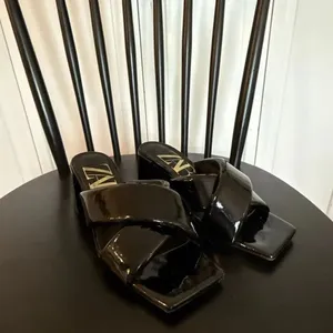Zara black patent block heel sandals size 6 thumbnail 3