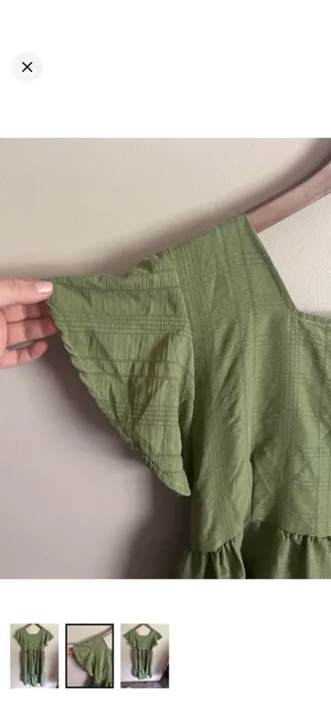 Green Flutter Sleeve Tiered Dress Size M thumbnail 2