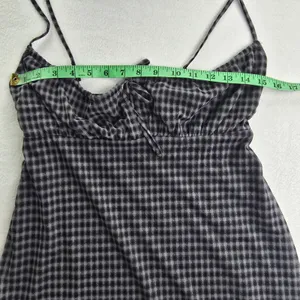 Aeropostale‎ Gingham Y2K Mini Dress Black White Checkered Empire Waist XS thumbnail 8