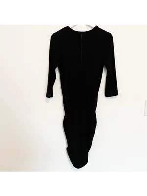 Sundry Ruched Blouson Dress‎ Size XS Black Gold Thread Stretch Knit Mini Capsule thumbnail 11