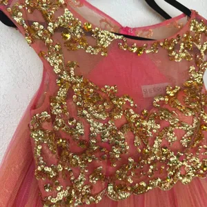 Sherri Hill‎ Sequin Embellished Tulle Party Dress Girls Pink Gold Cap Sleeve thumbnail 2