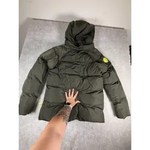 Fabletics Womens Green Hooded Puffer Jacket With Neon Zippers Coat Size M thumbnail 7