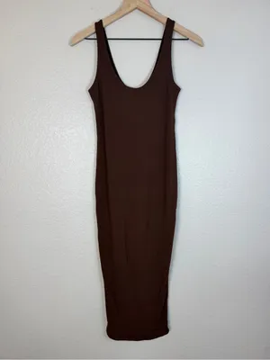 Naked Wardrobe Sculpt Tank Midi Dress in Chocolate Brown size Large NEW $68 thumbnail 5