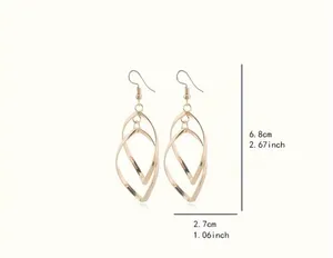 Women’s Golden Hollow Out Geometric Twisted Design Dangle Earrings NWT thumbnail 3