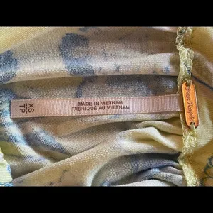 Free People Yellow Baja Babe Printed Cold‎ Shoulder Short Sleeve Top Size XS thumbnail 11