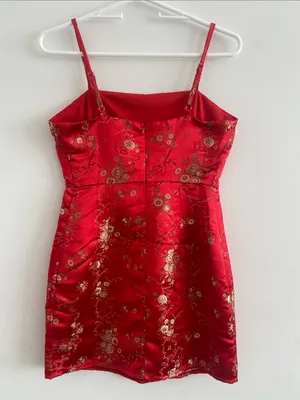 I.AM.GIA Tiger Mist Mini Dress Small Red Gold Floral Brocade Bodycon thumbnail 7