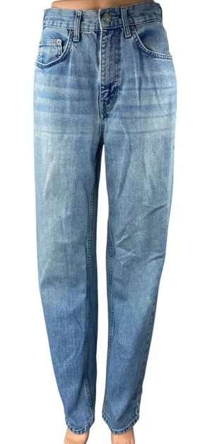 Urban Outfitters BDG Carrot Blue High Rise Tapered Baggy Denim Jeans Size 26 thumbnail 1