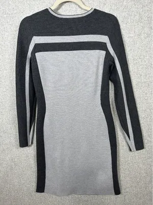 Athleta Womens Small Heathered Gray Black Sweater Dress Casual Long‎ Sleeve thumbnail 1