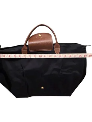Longchamp Black Nylon Tote Medium size with Brown Leather Trim thumbnail 3