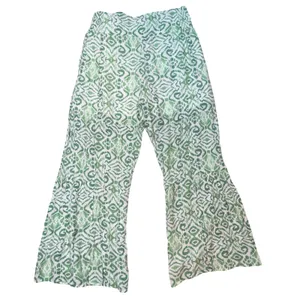 Nanette Lepore Womens Wide Leg Pants Green Ikat Boho Coastal Vacation Large thumbnail 3