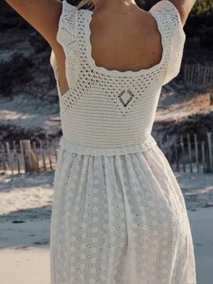 Zara Crochet Eyelet Midi Dress Cream XS Beachy Boho Cottagecore Vacay Hippie thumbnail 2