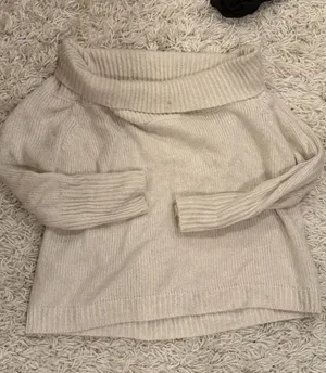 Zara Off-Shoulder Knit Sweater - Cream A thumbnail 1